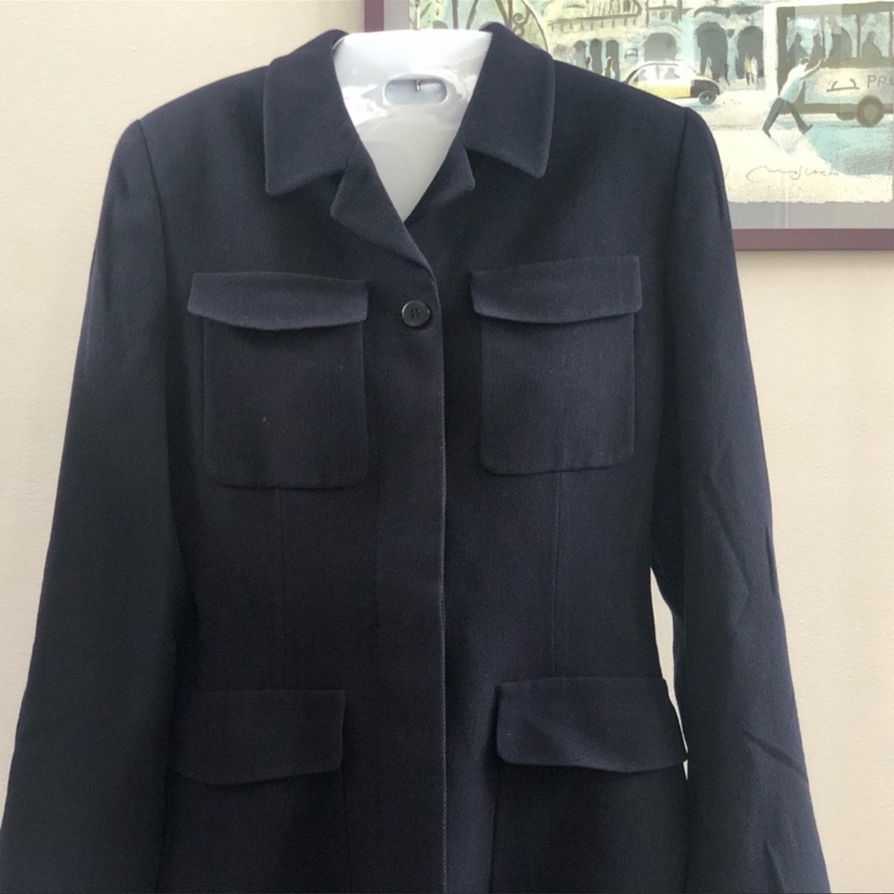 Adolfo Dominguez wool blazer Navy sz 6 - Picture 6 of 13